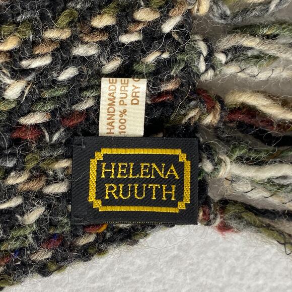 HELENA RUUTH Scarf Womens Wool Blanket Striped Handmade Ireland Vtg 11 x 64 - Picture 4 of 10